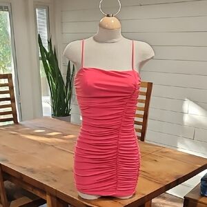 Elegant Pink Ruched Dress Sz Small Nwt